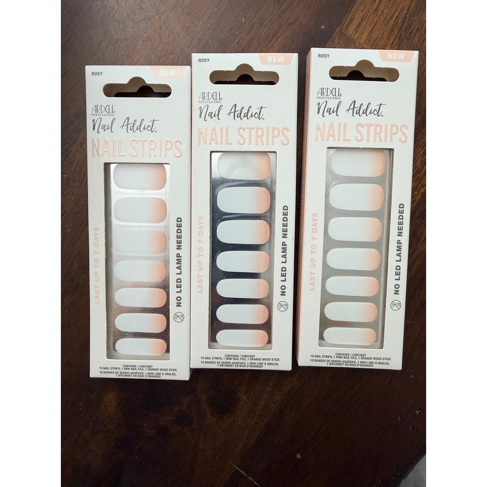 Ardell Nail Addict Nail Strips Womens OS Rosy Pink Ombre 3 Pack NWT